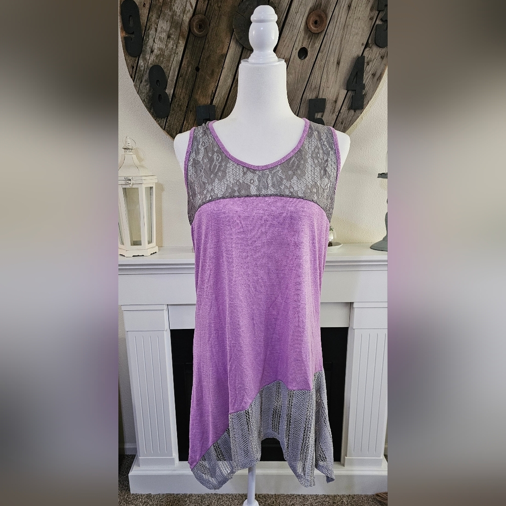 Simply Aster gray and purple tunic